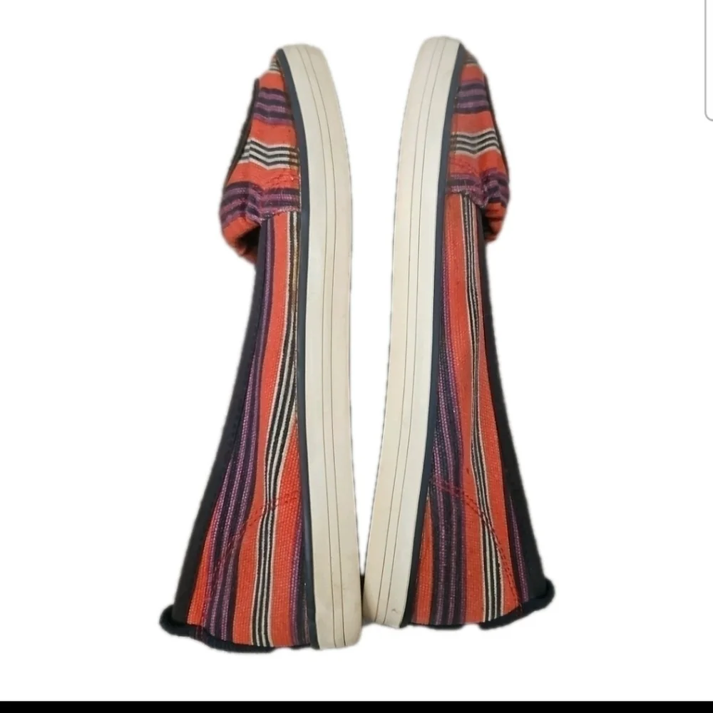 Tory Burch Womens Canvas Striped Raymond Flat 6.5